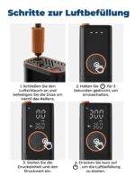 Oasser Elektrische Luftpumpe 6000mAh – Tragbarer Kompressor mit Dualer Anzeige für Auto, Motorrad & Fahrrad – Bild 9