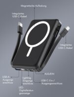 Podoru 10000mAh MagSafe Power Bank mit USB-C PD 20W – Kabellos für iPhone 12-17 – Bild 6