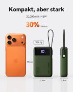 INIU 45W Power Bank 20000mAh mit integriertem USB-C Kabel – Schnellladen für Outdoor – Bild 3