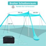 3×3m Strandzelt UV-Schutz riggoo – Sonnenschatten für 5–8 Personen – Bild 2