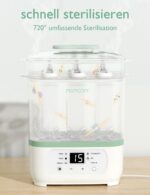 Momcozy BS02 Babyflaschen Sterilisator 3-in-1 – Dampfsterilisator mit Trocknung für 8 Flaschen – Bild 2