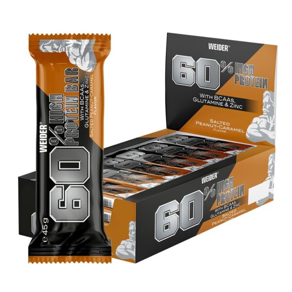 Weider 60% Proteinriegel 24er Pack Salted Peanut-Caramel – 27g Protein pro Riegel