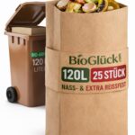 BioGlück® Biomüllsäcke 120L [25 Stück] – Reissfest & Nassfest für die Biotonne
