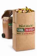 BioGlück® Biomüllsäcke 120L [25 Stück] – Reissfest & Nassfest für die Biotonne
