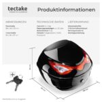tectake® Motorradkoffer 22L mit Sicherheitsschloss – Topcase für Motorrad & Roller – Bild 6