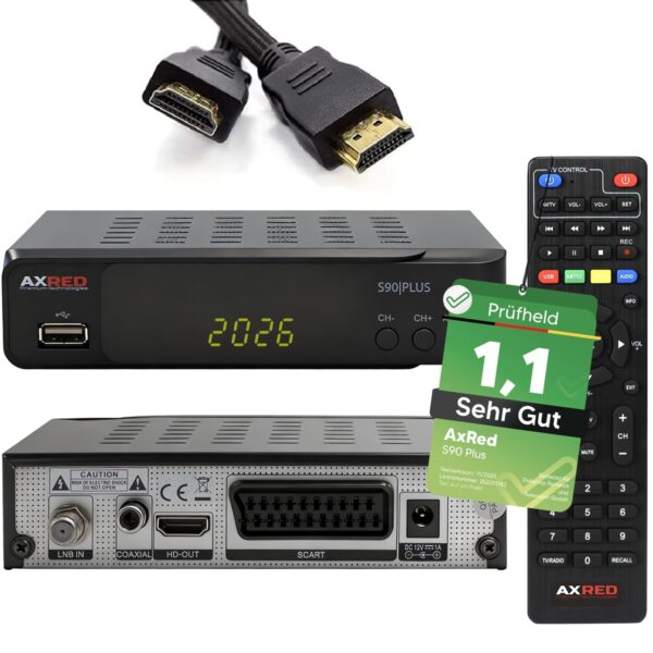AXRED S90 Plus HD Sat-Receiver mit PVR Aufnahme & HDMI – Note 1.1