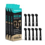 happybrush® Aufsteckbürsten AllBlack – 9er Set Aktivkohle-Borsten für rotierende Zahnbürsten