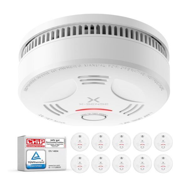 X-Sense SD11 Rauchmelder 10er Set – TÜV Zertifiziert mit 10-Jahres-Batterie