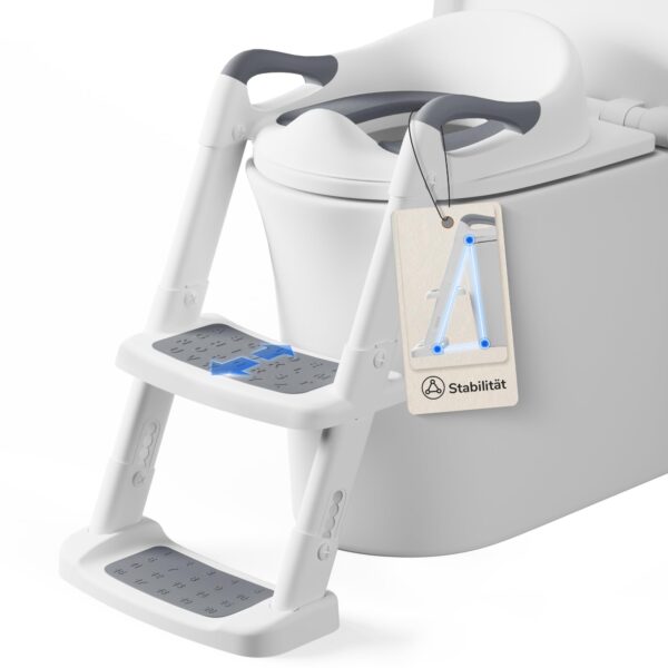 DEANIC Kindertoilettensitz mit Leiter & PU-Polsterung – Sicherer Toilettenaufsatz für Kinder 1-7 Jahre