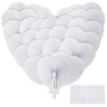 ZOOI Handfächer Hochzeit 36er Set – Herzförmige Papierfächer Weiss für Hochzeitsdeko
