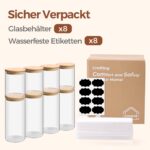 ComSaf Vorratsgläser 8er-Set mit Bambusdeckel – Luftdichte Aufbewahrung für Küche – Bild 8