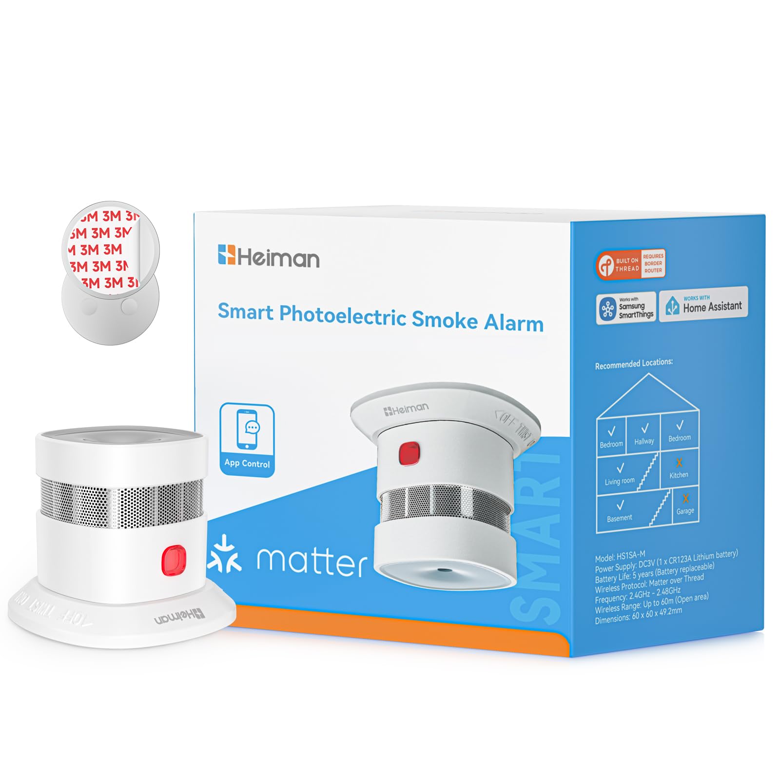 61vacKSbswL._SY1600_.jpg Heiman Rauchmelder Matter over Thread – Smart Home Integration mit 5 Jahren Batterie – Bild 1