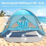 WolfWise Strandmuschel UPF 50+ mit 3 Belüftungsfenstern – UV-Schutz Strandzeit für 3 Personen – Bild 3