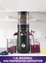 ACOQOOS Slow Juicer mit 135 mm Fütterungsröhre – Elektrische Saftpresse mit 99% Saftausbeute – Bild 4