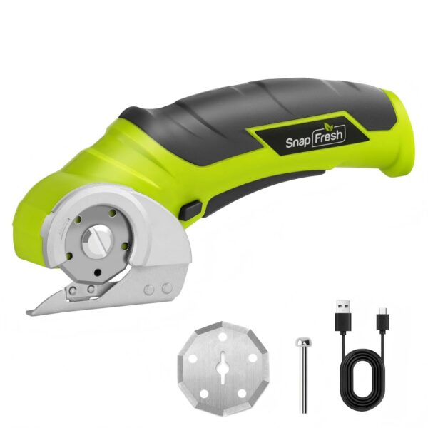 SnapFresh Elektrischer Kartonschneider 4V kabellos – Selbstschärfende Rundklingen für Karton & Pappe