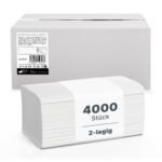 ARNOMED Papierhandtücher 4000er Pack – 2-lagig, ZZ-Falz, 25x23cm, Recycelt