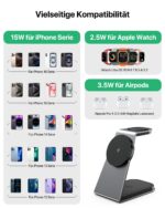 AOWIN 3-in-1 Ladestation – 15W kabelloses Laden für iPhone, Apple Watch & AirPods – Bild 6