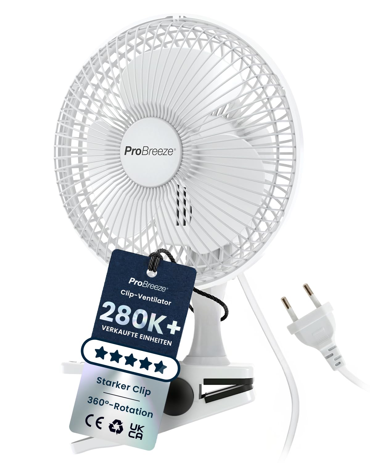 61wUhIVVJDL._SY1500_.jpg Pro Breeze Mini Clip Ventilator 20 cm – Leise Kühlung mit 360° Rotation für Schreibtisch & Schlafzimmer – Bild 1