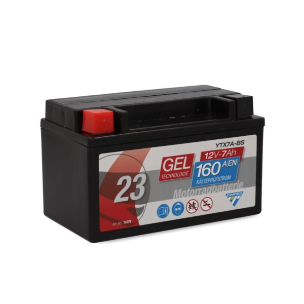 CARTEC Motorradbatterie YTX7A-BS 7Ah 160A – Gel Batterie wartungsfrei für Motorräder
