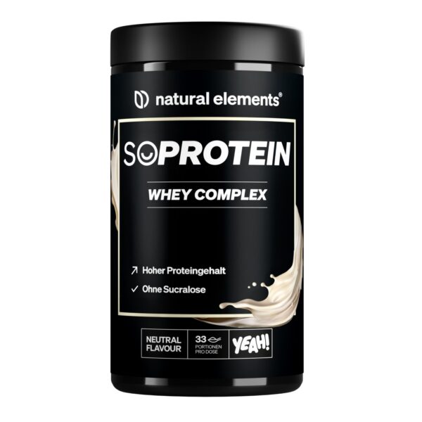 natural elements Whey Protein Pulver Neutral 1kg – 25g Protein pro Portion, ohne Süßungsmittel