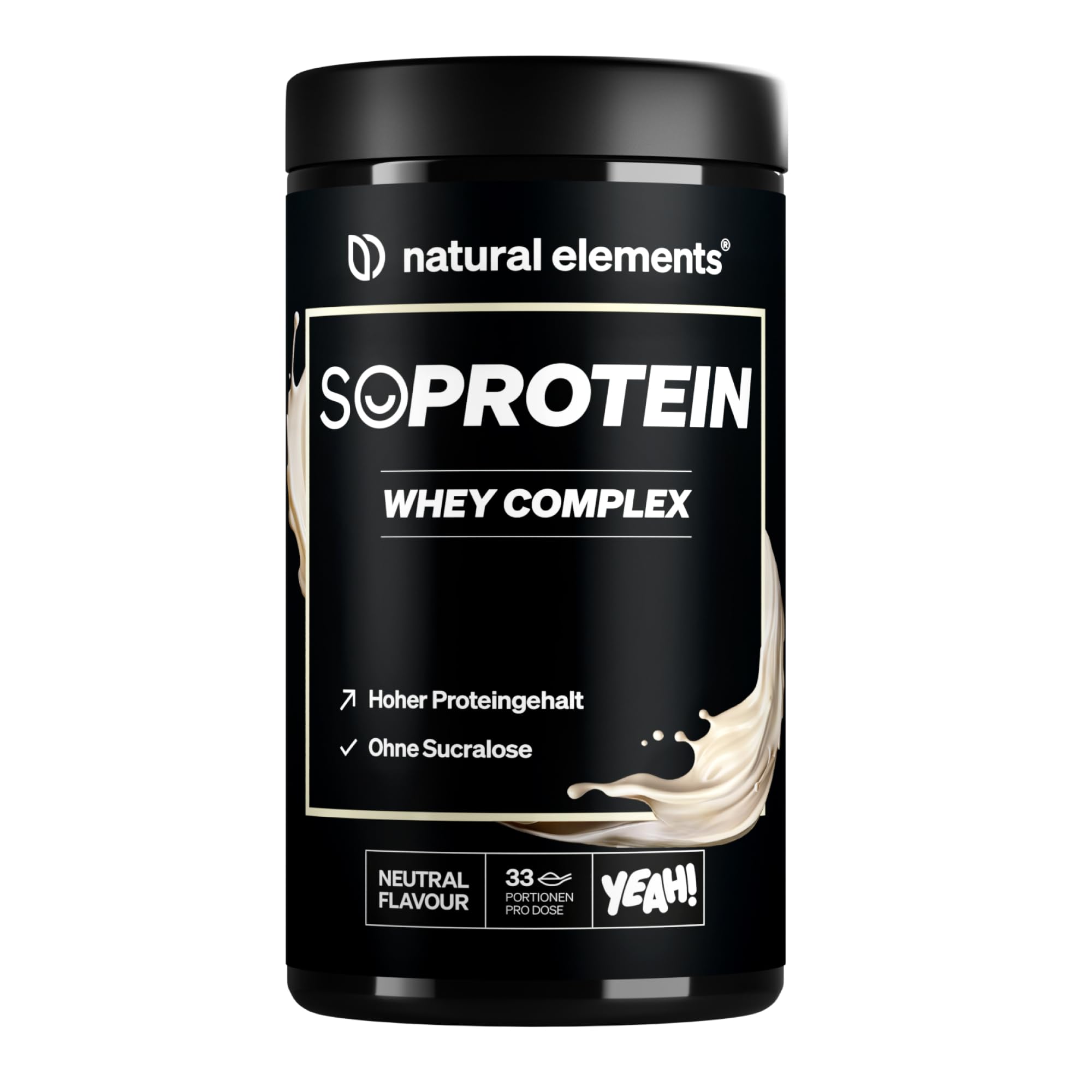 61wdrn09JBL._SY2000_.jpg natural elements Whey Protein Pulver Neutral 1kg – 25g Protein pro Portion, ohne Süßungsmittel – Bild 1