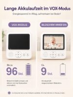 BURNNOVE Babyphone mit Kamera – 720P HD, 96H Akku, ohne WLAN für sicheres Babymonitoring – Bild 3