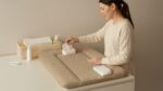 Wickelauflage 85x72 cm wasserdicht & abwaschbar – Wickelmatte Beige mit Sternen für Wickeltisch – Bild 2