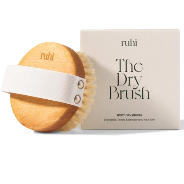 ruhi® Körperbürste Ø 10 cm – Trockenbürste aus Wildschweinborsten für Lymphdrainage & Cellulite