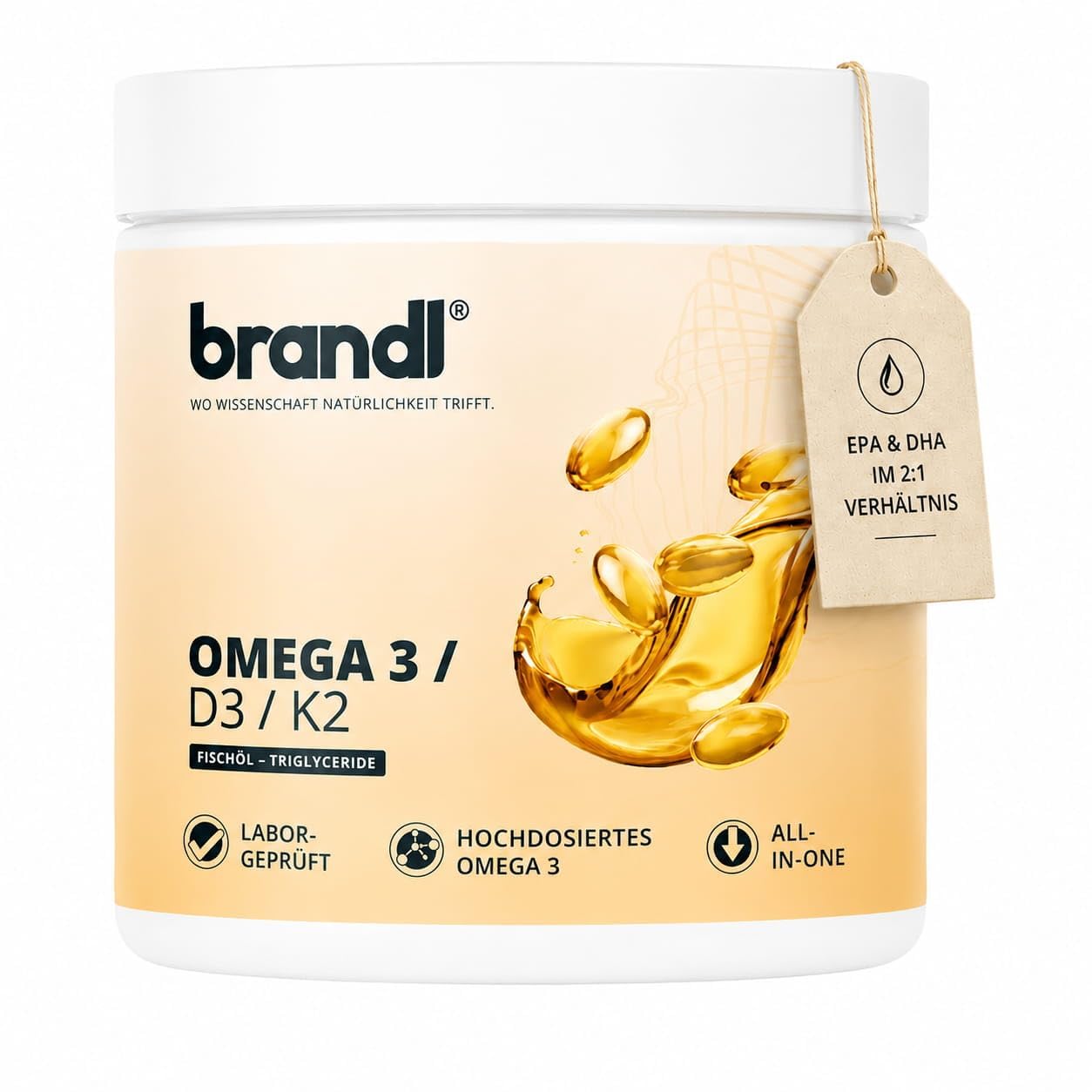 61y6YNa-XUL._SY1254_.jpg Omega D3 K2 Kapseln hochdosiert – Premium Fischöl mit EPA & DHA für Herz, Knochen & Immunsystem – Bild 1