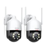 DEKCO 2K Outdoor WLAN Überwachungskamera 2er Set – 350° Schwenkbar mit Automatischer Verfolgung