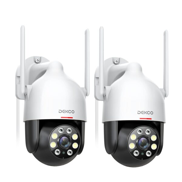 DEKCO 2K Outdoor WLAN Überwachungskamera 2er Set – 350° Schwenkbar mit Automatischer Verfolgung
