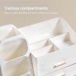 HBlife Kosmetik Organizer 36x19x26 cm – 3-in-1 Aufbewahrungsbox mit Schubladen & Pinselhalter Weiss – Bild 5