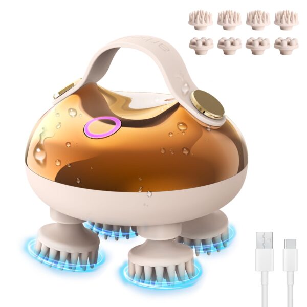 arboleaf Kopfmassagegerät elektrisch IPX7 wasserdicht – 8 Massageköpfe & 3 Modi