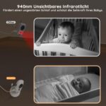 BOIFUN Babyphone mit Kamera – 4 Zoll 720P Monitor, WLAN-frei, 10h Akku & Nachtsicht – Bild 5
