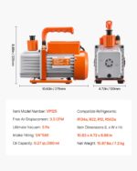 VEVOR 3,5 CFM Vakuumpumpe mit Manometer-Set – Klimaanlage für R134a, R22, R12, R502 – Bild 7