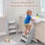 Onasti Tritthocker Kinder – Höhenverstellbar 3 Stufen mit Sicherheitsgriffe für Küche & Bad – Bild 4