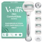 Gillette Venus Pro Comfortglide Sensitive Rasierer für Damen – 5 Klingen mit Aloe Vera