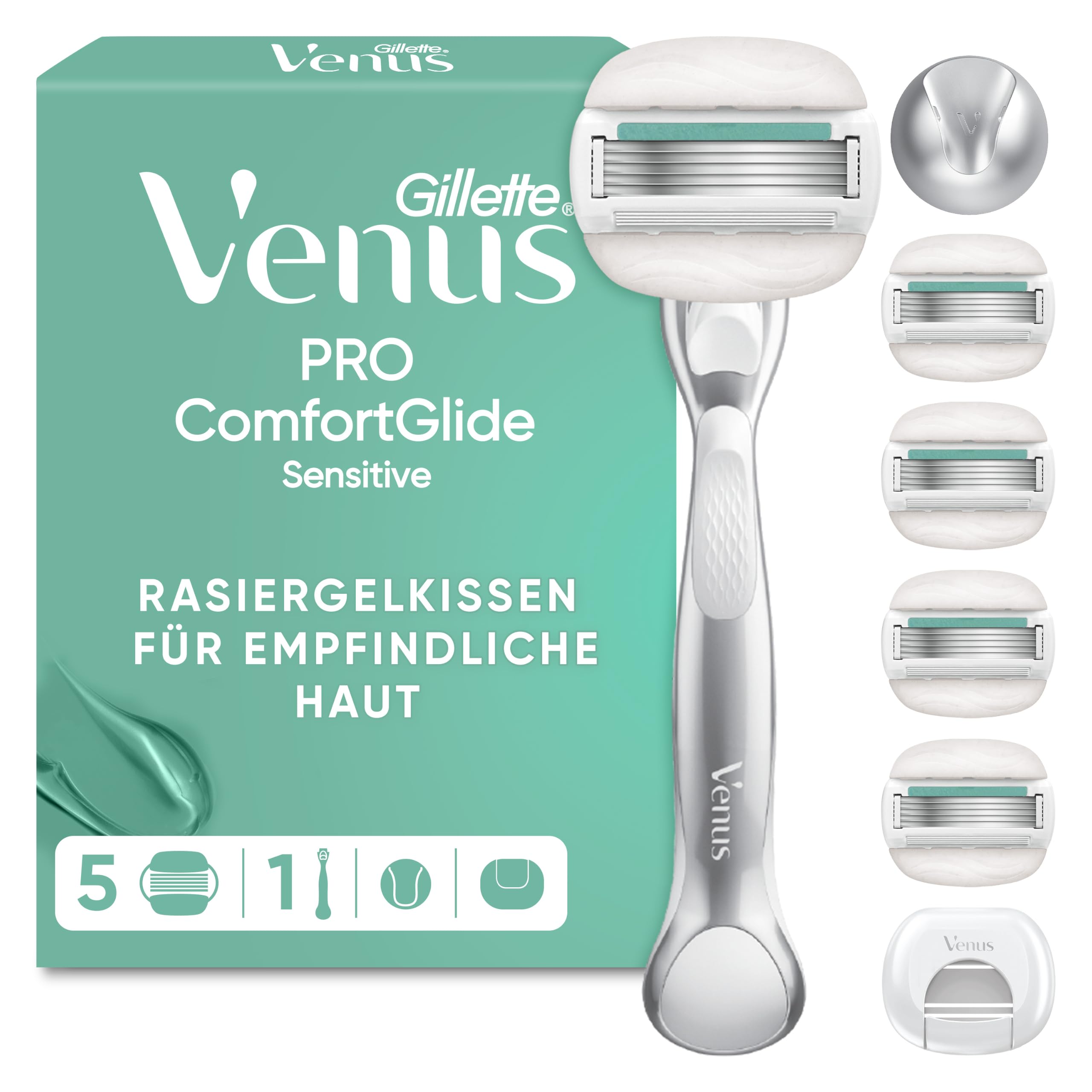 71-Dxr5gyBL._SY2560_.jpg Gillette Venus Pro Comfortglide Sensitive Rasierer für Damen – 5 Klingen mit Aloe Vera – Bild 1