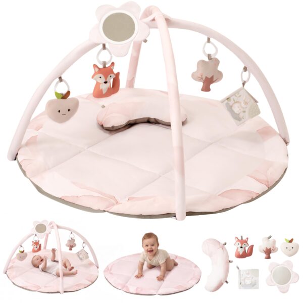 Fortella Baby-Spielbogen mit 5 Sensorik-Spielzeugen – Aktivitätsmatte für Neugeborene 0–12 Monate