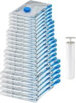 Amazon Basics Vakuum-Kompressionsbeutel 20er Set mit Handpumpe – Platzsparendes Aufbewahrungssystem