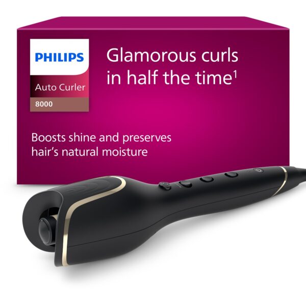 Philips 8000 Series Automatischer Lockenstab BHB876/00 mit 27 Stylingoptionen – Glamouröse Locken mit Haarschutz für Damen