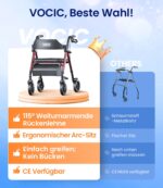 VOCIC Z21 Rollator Klappbar – Leicht & Stabil für Senioren mit Höhenverstellung – Bild 5