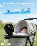 ArsMotin USB Akku Ventilator mit Fernbedienung – 44h Laufzeit, LED-Licht & 360° Drehbar – Bild 5