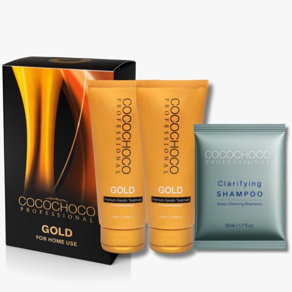 COCOCHOCO Professional Gold Keratin Kit – Brasilianische Haarglättung mit 24k Gold für alle Haartypen