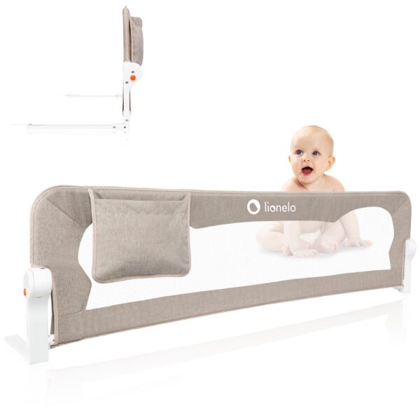 Lionelo Eva Bettgitter 150 cm – Sicheres Rausfallschutz Kinderbett mit 180° Klappfunktion