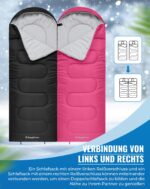 KingCamp Deckenschlafsack 220x75cm – 3-Jahreszeiten Camping Schlafsack koppelbar – Bild 5