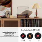 Mersoco Bluetooth Plattenspieler mit 3-Gang & Holzdesign – Tragbarer Vinyl-Player – Bild 4
