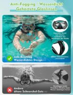 Hydomi Schnorchelset Erwachsene mit 180° Panoramablick & Dry Top System – Anti-Fog Tauchmaske – Bild 3