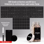 Deco haus® Gewürzgläser Set 24er eckig luftdicht mit Etiketten & Streueinsatz – Bild 6
