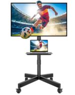 BONTEC TV Ständer rollbar 24-60 Zoll – Höhenverstellbar, neigbar & mobil mit Medienablage